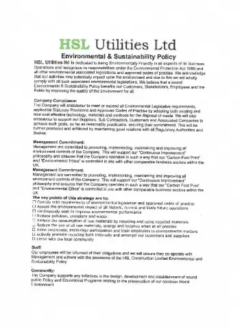 Environment & Sustainability Policy